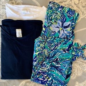Girls Lilly Pulitzer cropped leggings + 2 tshirts